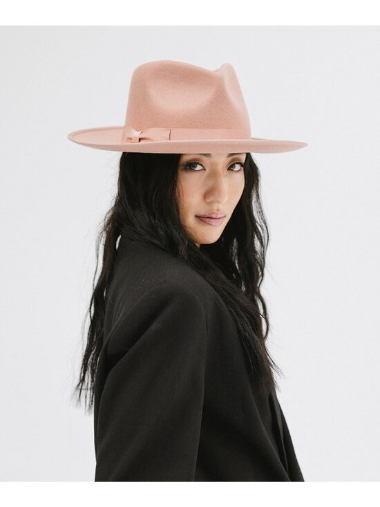 Gigi Pip Monroe Rancher Wool Fedora Dusty Pink Hat XS 55 Boho Western Cowgirl main image 4